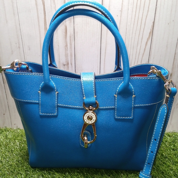 Bright Blue Dooney & Bourke Saffiano Leather Tote - Picture 1 of 17